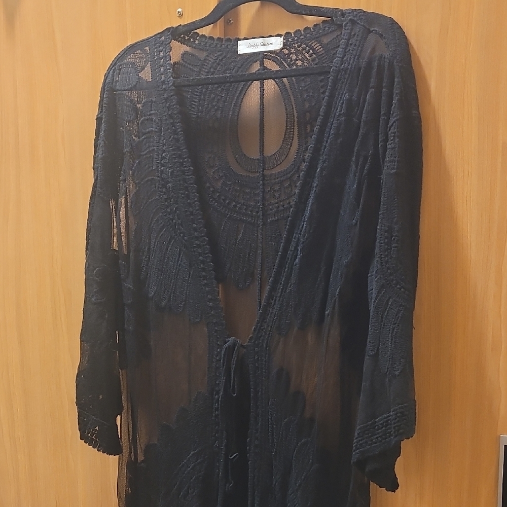 Simply Couture Elegant Black Lace Cover-Up